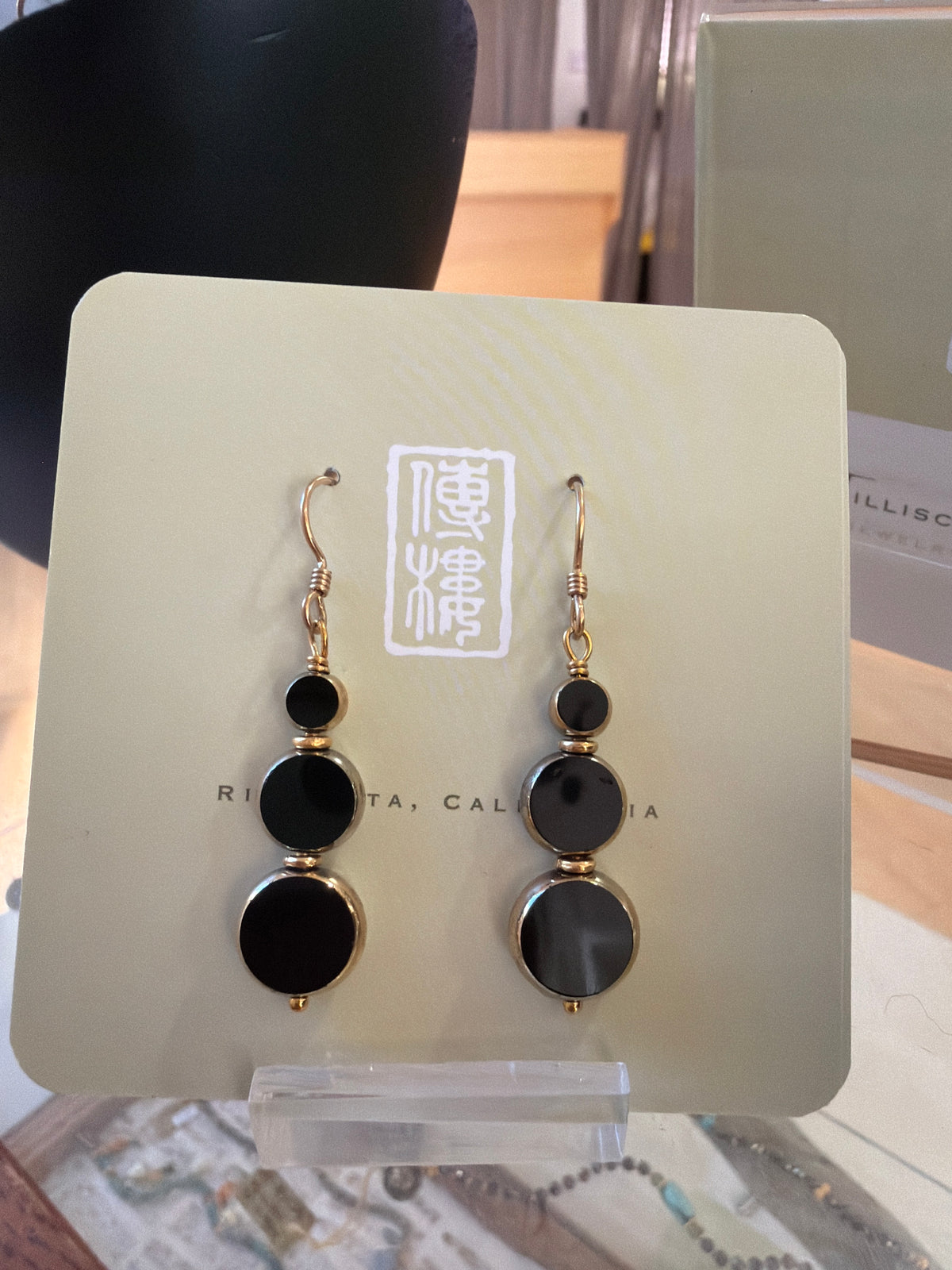 Nancy Tillisch 4571 black vintage euro glass earrings