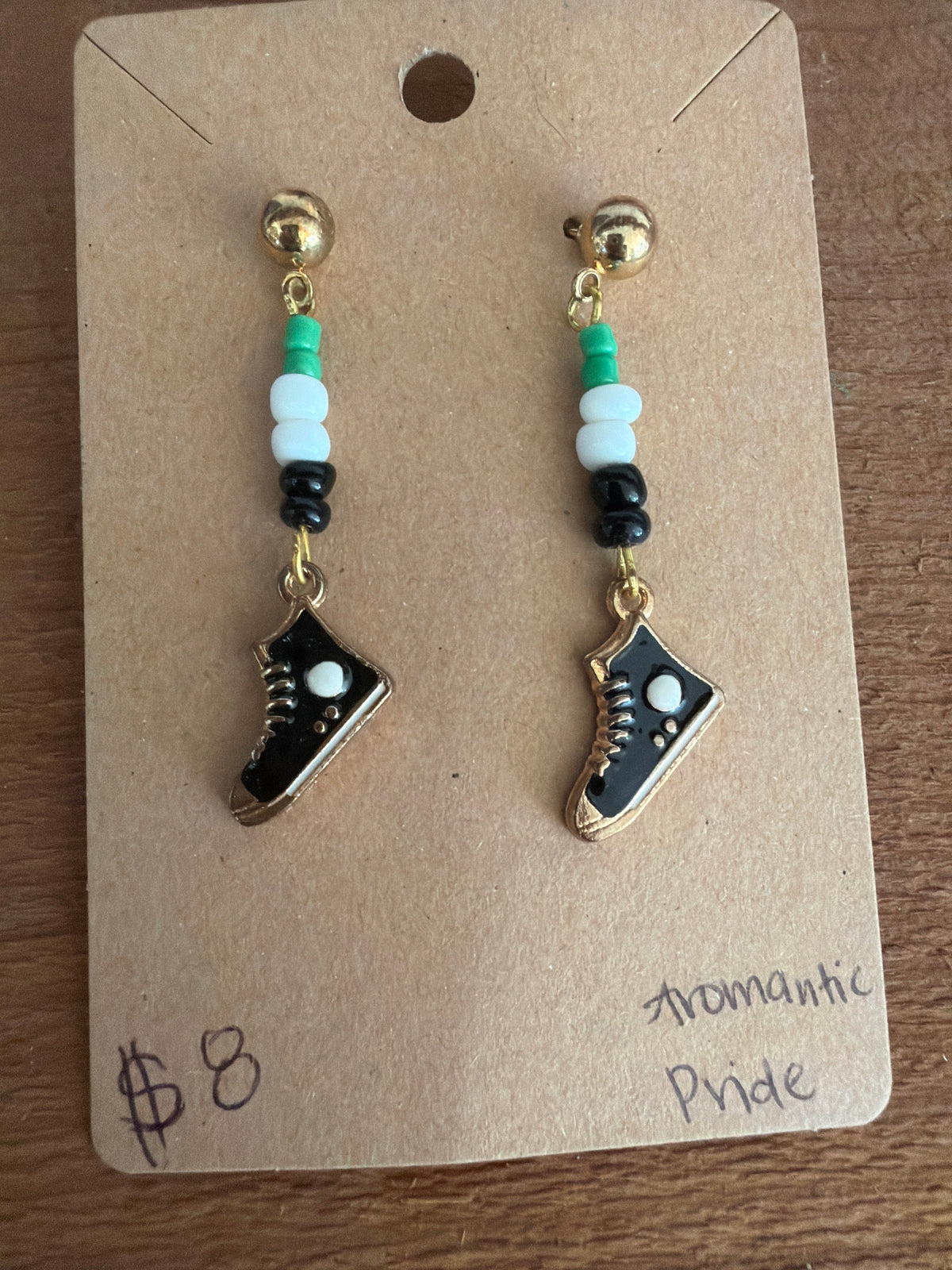 Alo boutique aromantic pride sneaker earrings