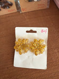 Resin epoxy earrings gold flower